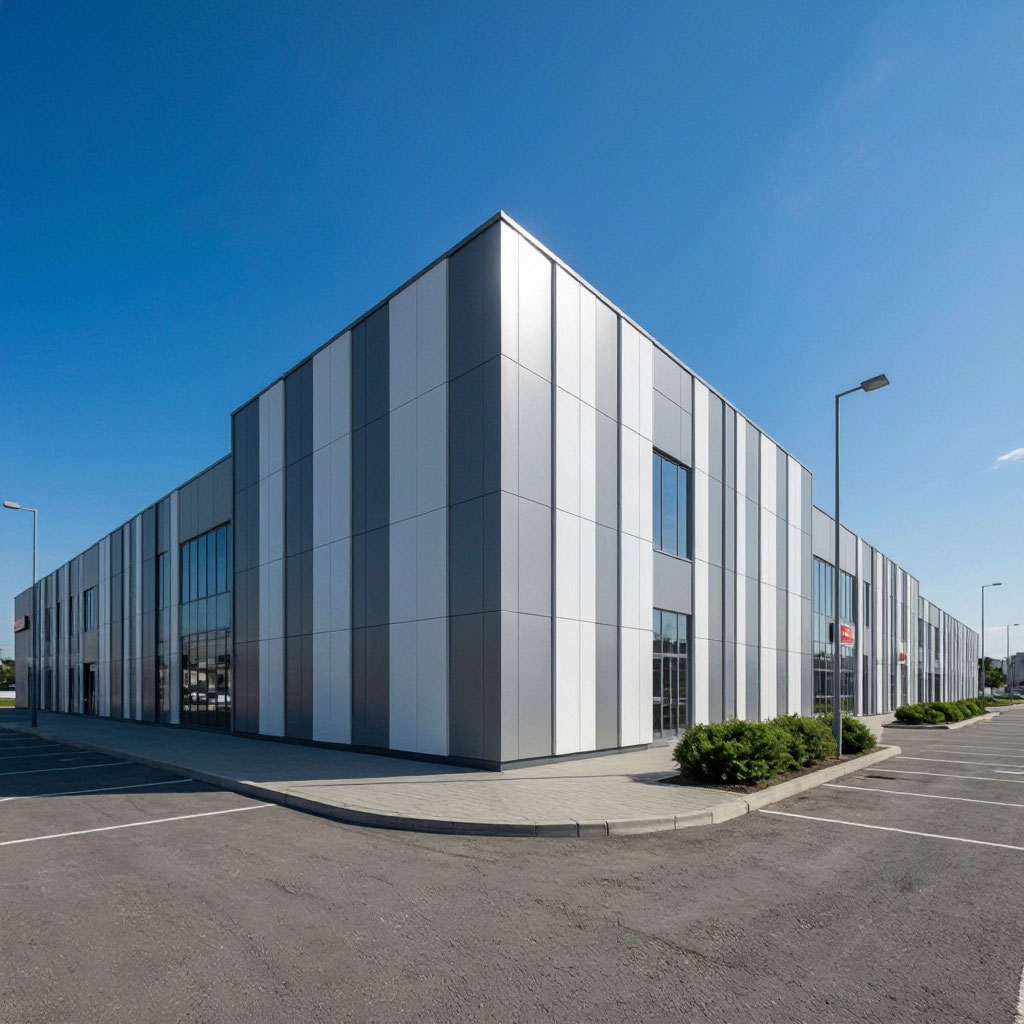 Retail pad building with new exterior cladding
