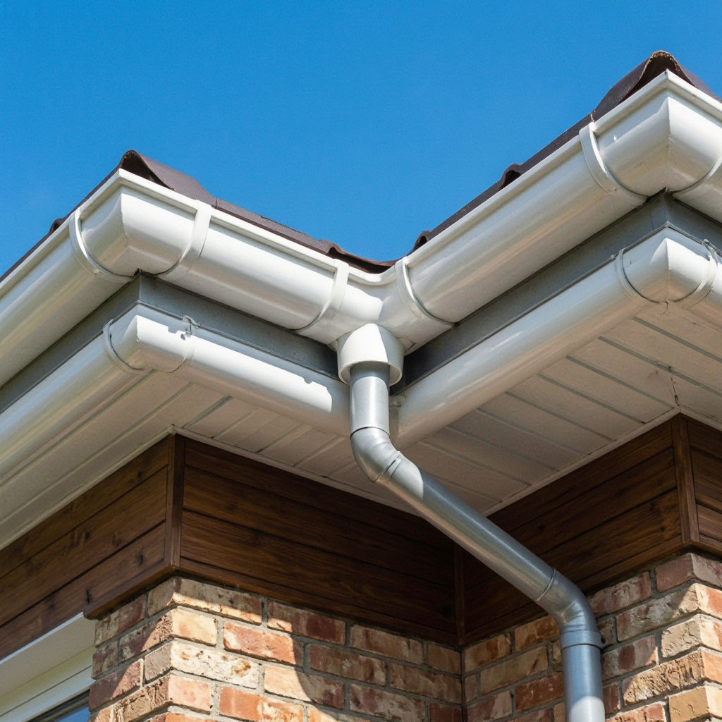 New gutters and fascia trim on a residential exterior
